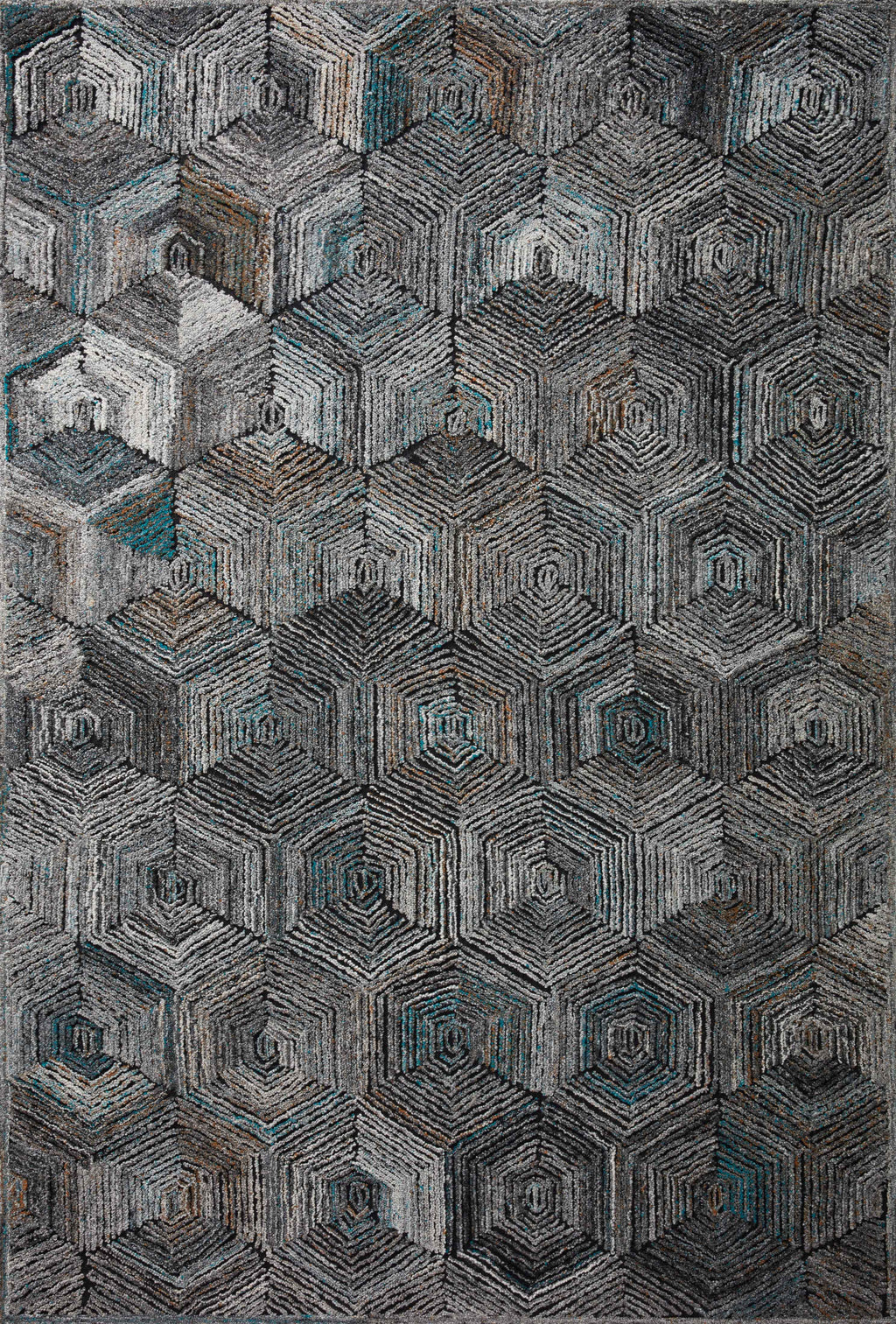 Loloi Prescott Metal 2'-3" x 3'-9" Accent Rug Gray Accent Hand-Hooked Polyester/Wool/RayonCotton