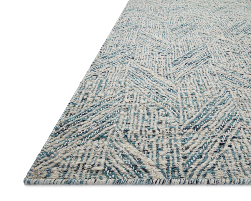 Loloi Raven Blue / Ivory 2'-3" x 3'-9" Accent Rug Blue Accent Hand-Woven Wool/Polyester/Cotton