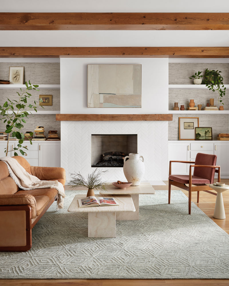 Magnolia Home by Joanna Gaines x Loloi Sarah Rug in Sky Blue Accent Hand-Tufted Wool