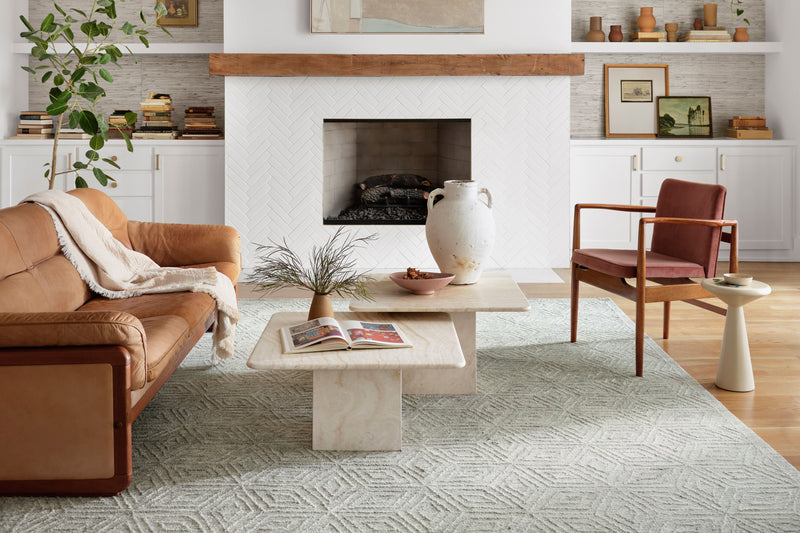 Magnolia Home by Joanna Gaines x Loloi Sarah Rug in Sky Blue Accent Hand-Tufted Wool