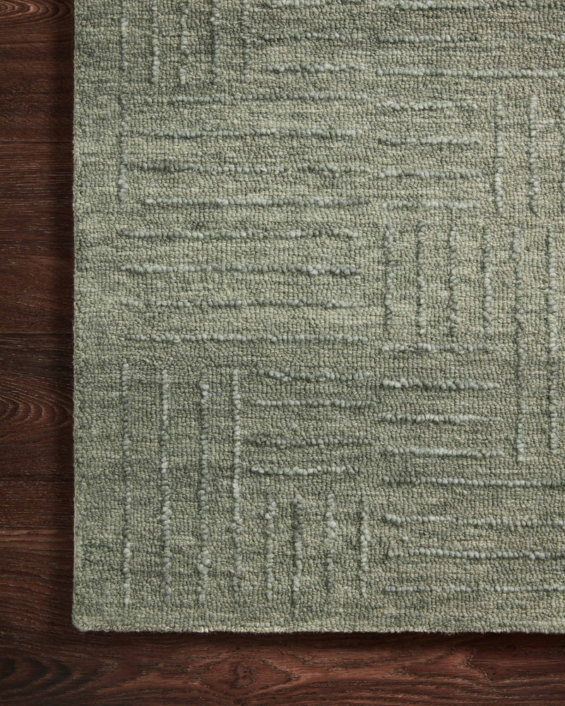 Magnolia Home by Joanna Gaines x Loloi Sarah Rug in Moss Green Accent Hand-Tufted Wool
