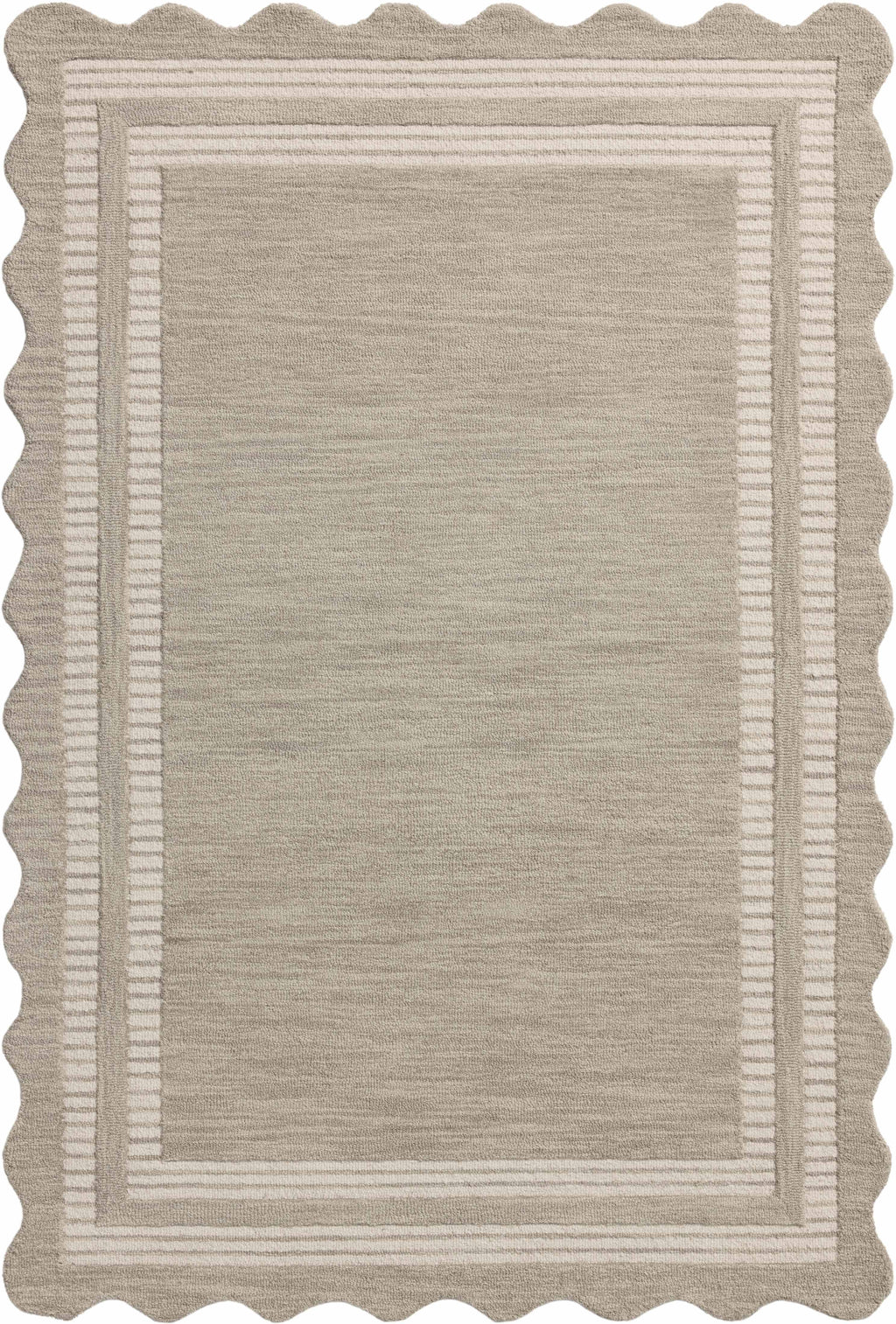 Chris Loves Julia x Loloi Scottie Fog / Ivory 2'-0" x 5'-0" Accent Rug Beige Accent Hand-Tufted Wool