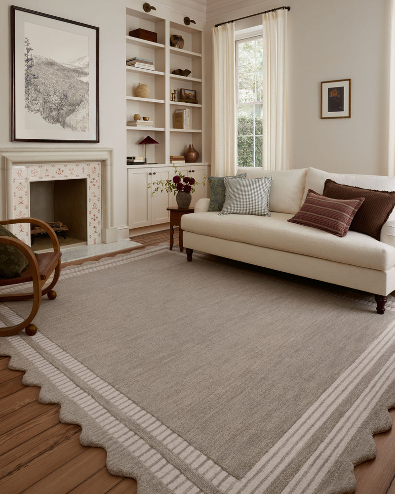 Chris Loves Julia x Loloi Scottie Fog / Ivory 2'-0" x 5'-0" Accent Rug Beige Accent Hand-Tufted Wool