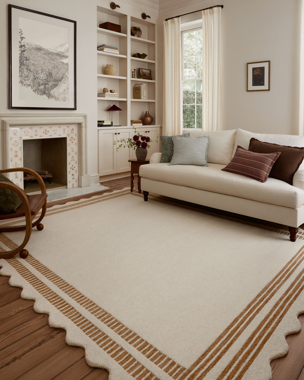 Chris Loves Julia x Loloi Scottie Ivory / Rust 2'-0" x 5'-0" Accent Rug Ivory Accent Hand-Tufted Wool
