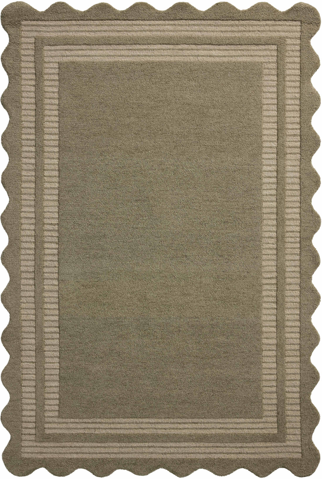 Chris Loves Julia x Loloi Scottie Olive / Pebble 2'-0" x 5'-0" Accent Rug Green Accent Hand-Tufted Wool