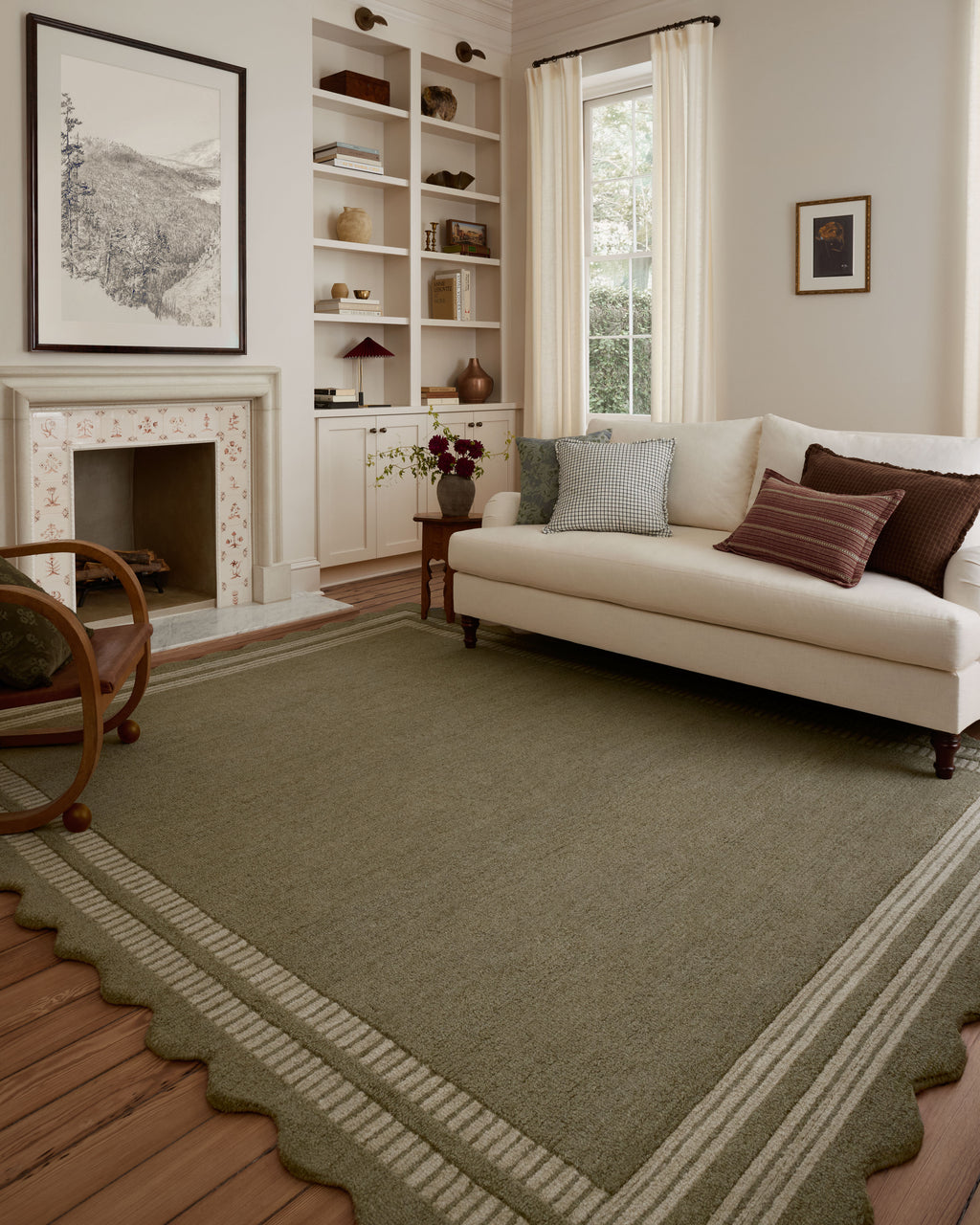 Chris Loves Julia x Loloi Scottie Olive / Pebble 2'-0" x 5'-0" Accent Rug Green Accent Hand-Tufted Wool