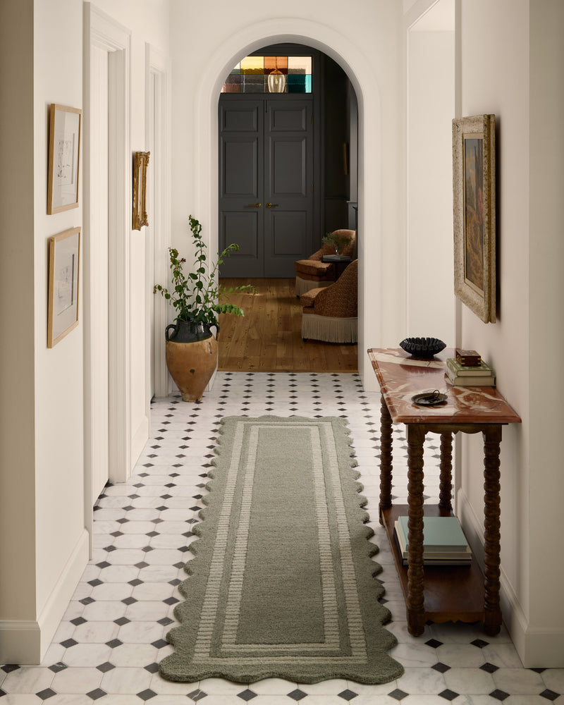 Chris Loves Julia x Loloi Scottie Olive / Pebble 2'-0" x 5'-0" Accent Rug Green Accent Hand-Tufted Wool