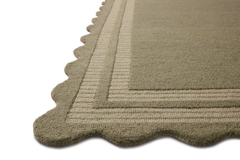 Chris Loves Julia x Loloi Scottie Olive / Pebble 2'-0" x 5'-0" Accent Rug Green Accent Hand-Tufted Wool
