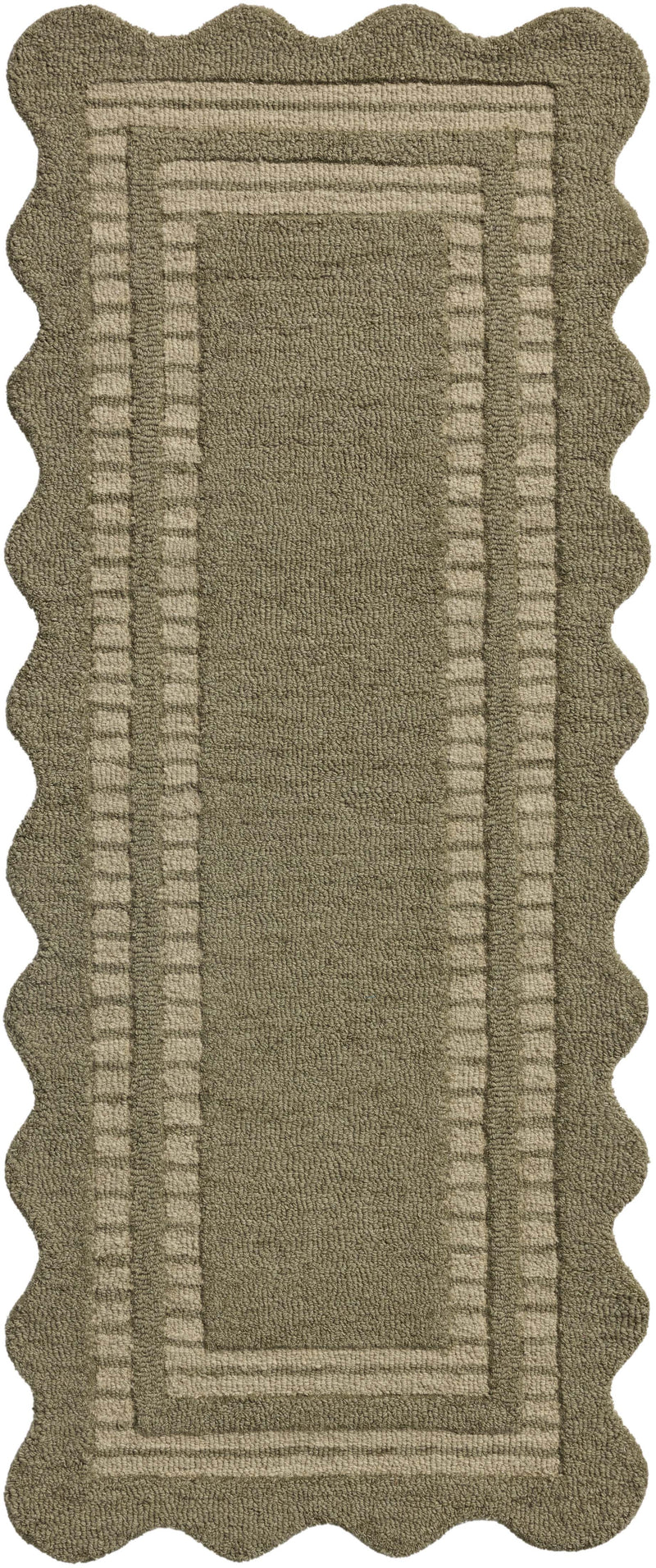 Chris Loves Julia x Loloi Scottie Olive / Pebble 2'-0" x 5'-0" Accent Rug Green Accent Hand-Tufted Wool