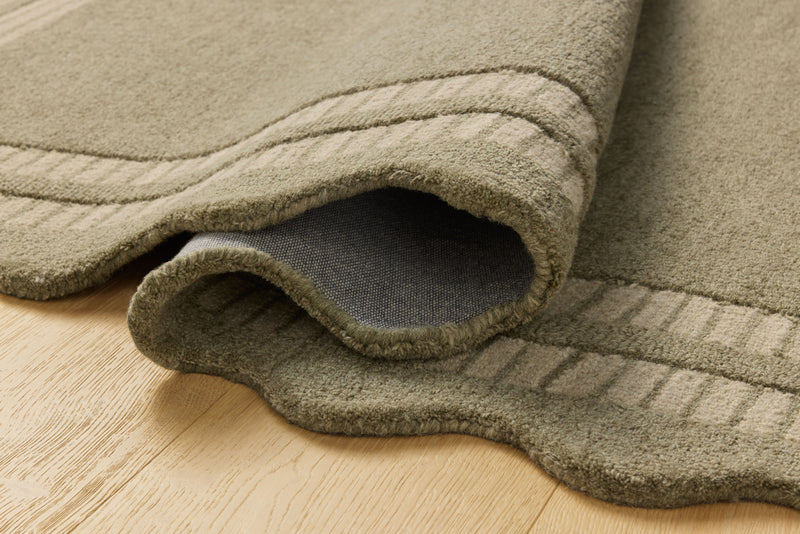 Chris Loves Julia x Loloi Scottie Olive / Pebble 2'-0" x 5'-0" Accent Rug Green Accent Hand-Tufted Wool