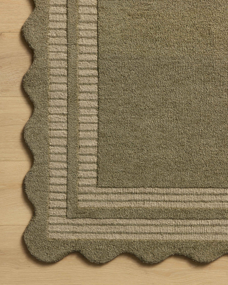 Chris Loves Julia x Loloi Scottie Olive / Pebble 2'-0" x 5'-0" Accent Rug Green Accent Hand-Tufted Wool