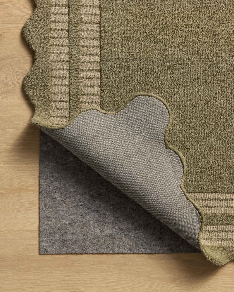 Chris Loves Julia x Loloi Scottie Olive / Pebble 2'-0" x 5'-0" Accent Rug Green Accent Hand-Tufted Wool