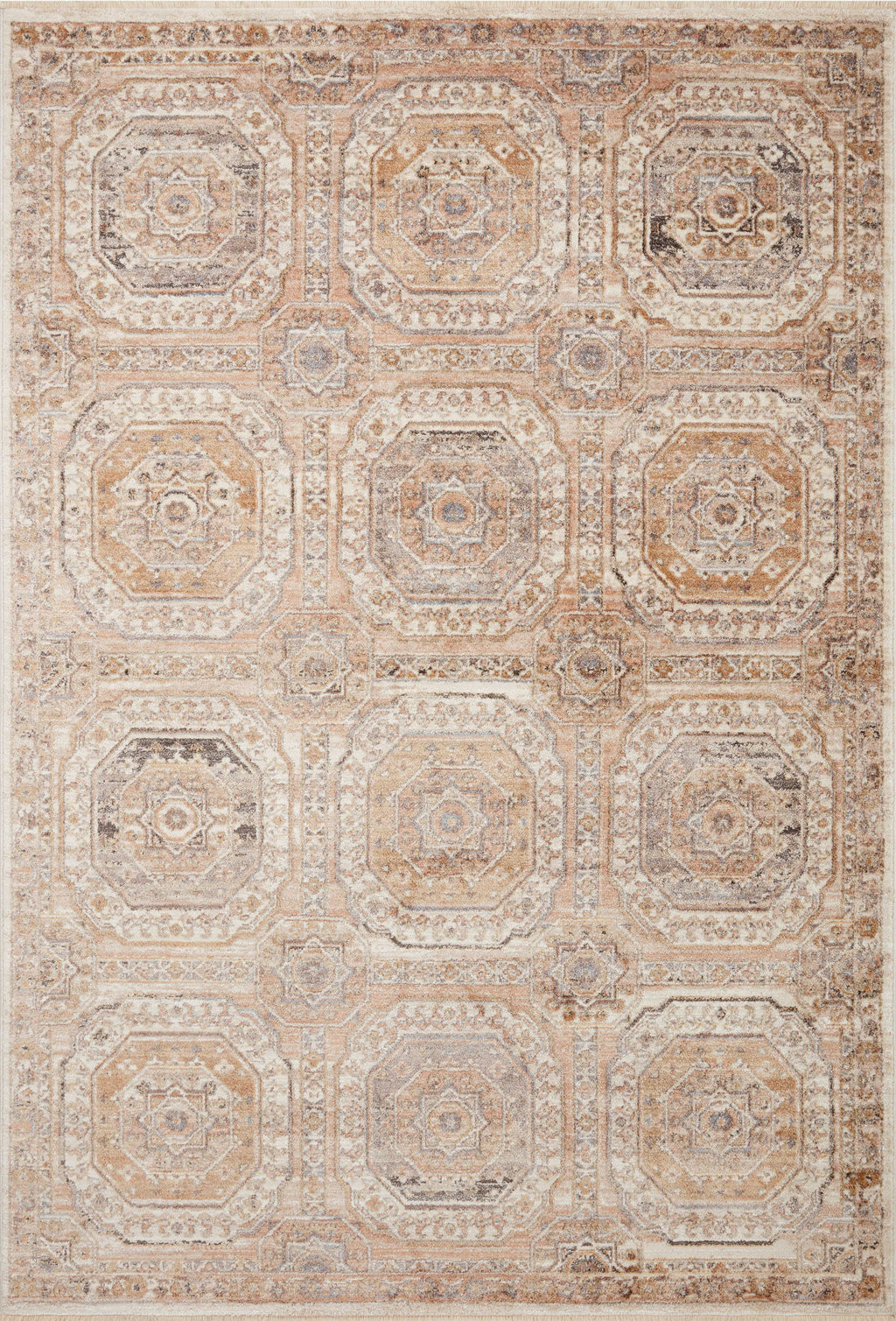 Sonnet Collection Rug in Apricot / Multi Rust sample Power-Loomed Polypropylene/Polyester