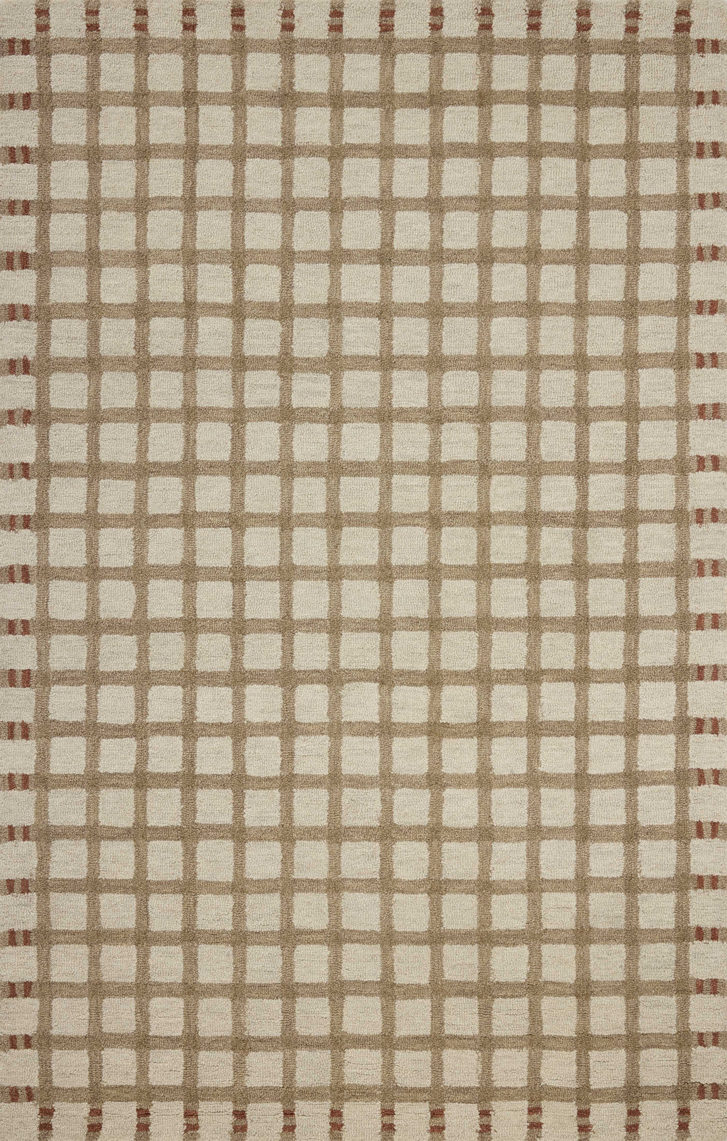 Magnolia Home by Joanna Gaines x Loloi Waylon Rug in Natural / Rust Beige Accent Hand-Tufted Wool