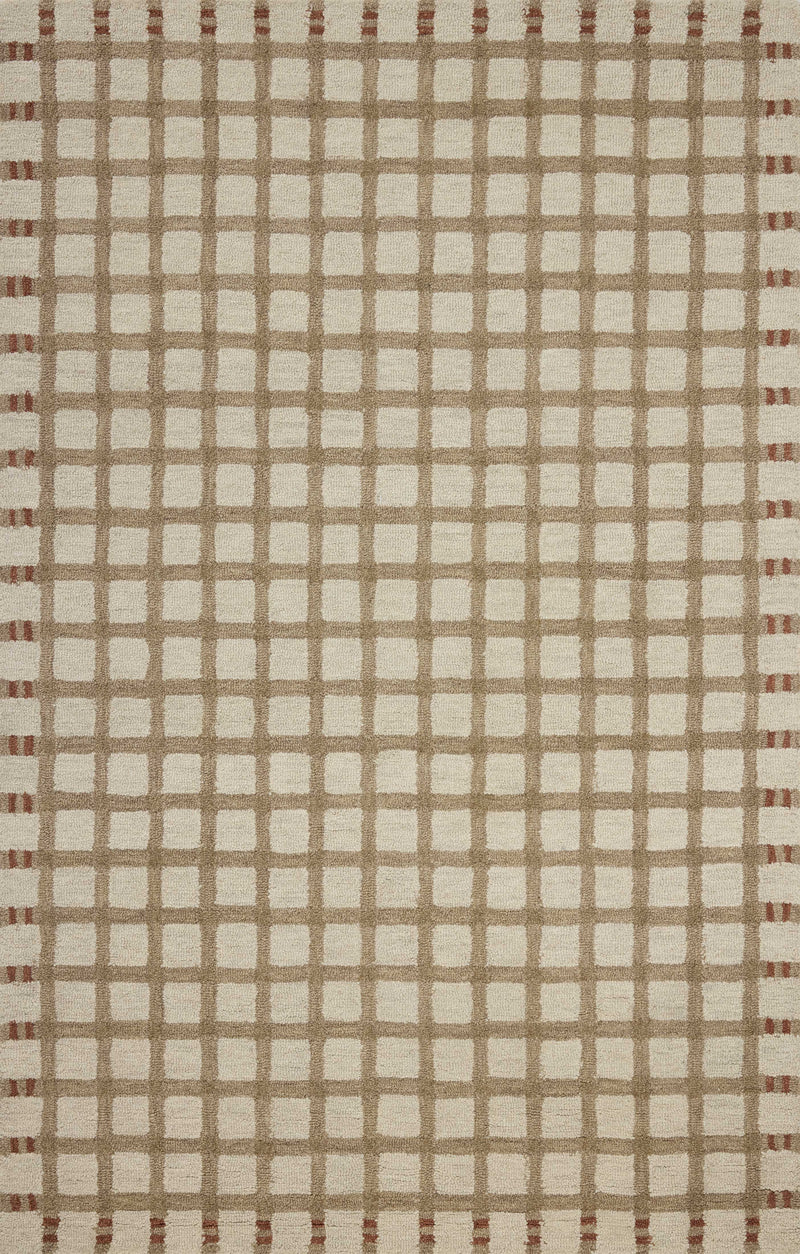 Magnolia Home by Joanna Gaines x Loloi Waylon Rug in Natural / Rust Beige Accent Hand-Tufted Wool