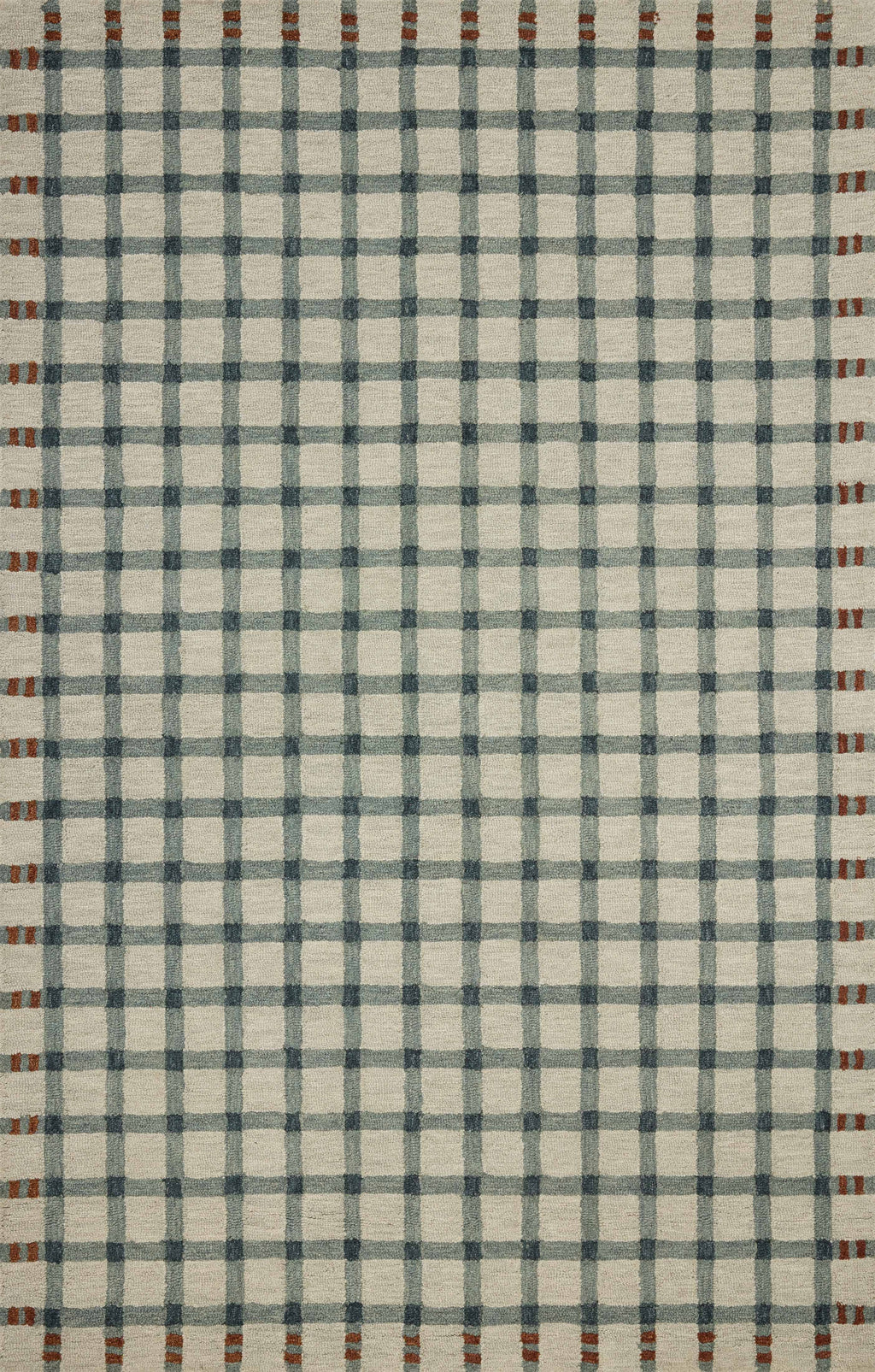 Magnolia Home by Joanna Gaines x Loloi Waylon Rug in Spa / Brick Blue Accent Hand-Tufted Wool