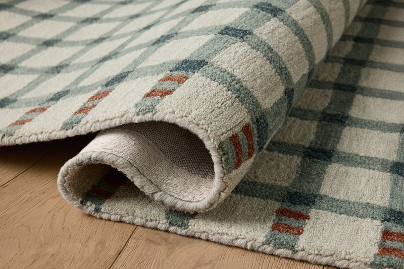 Magnolia Home by Joanna Gaines x Loloi Waylon Rug in Spa / Brick Blue Accent Hand-Tufted Wool