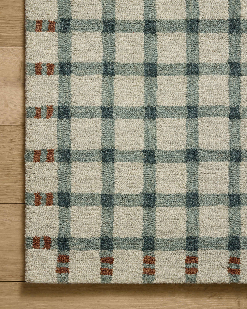 Magnolia Home by Joanna Gaines x Loloi Waylon Rug in Spa / Brick Blue Accent Hand-Tufted Wool