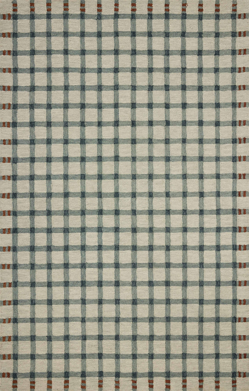 Magnolia Home by Joanna Gaines x Loloi Waylon Rug in Spa / Brick Blue Accent Hand-Tufted Wool