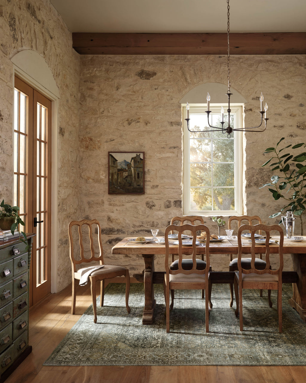 Magnolia Home by Joanna Gaines x Loloi Wimberly Rug in Lagoon / Wheat Blue Accent Hand-Tufted Polyester