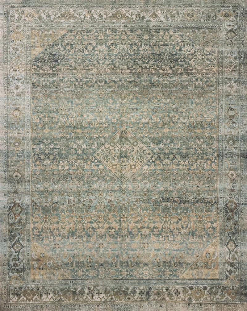 Magnolia Home by Joanna Gaines x Loloi Wimberly Rug in Lagoon / Wheat Blue Accent Hand-Tufted Polyester