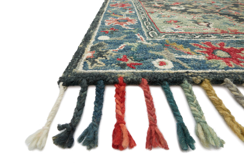 Loloi Zharah Navy / Blue 2'-6" x 7'-6" Runner Rug Blue Runner Hand-Hooked Wool