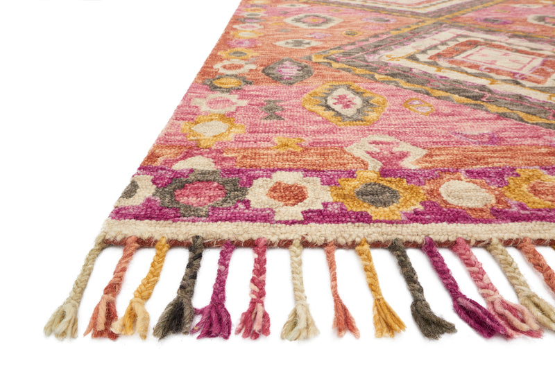 Loloi Zharah Fiesta 2'-6" x 7'-6" Runner Rug Orange Runner Hand-Hooked Wool