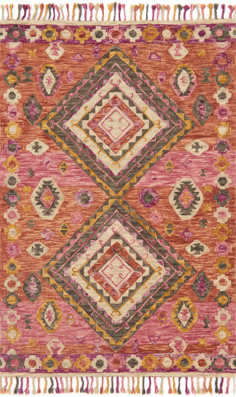 Loloi Zharah Fiesta 2'-6" x 7'-6" Runner Rug Orange Runner Hand-Hooked Wool