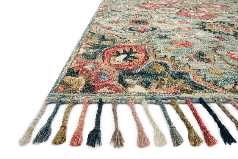 Loloi Zharah Light Blue / Multi 2'-6" x 7'-6" Runner Rug Blue Runner Hand-Hooked Wool