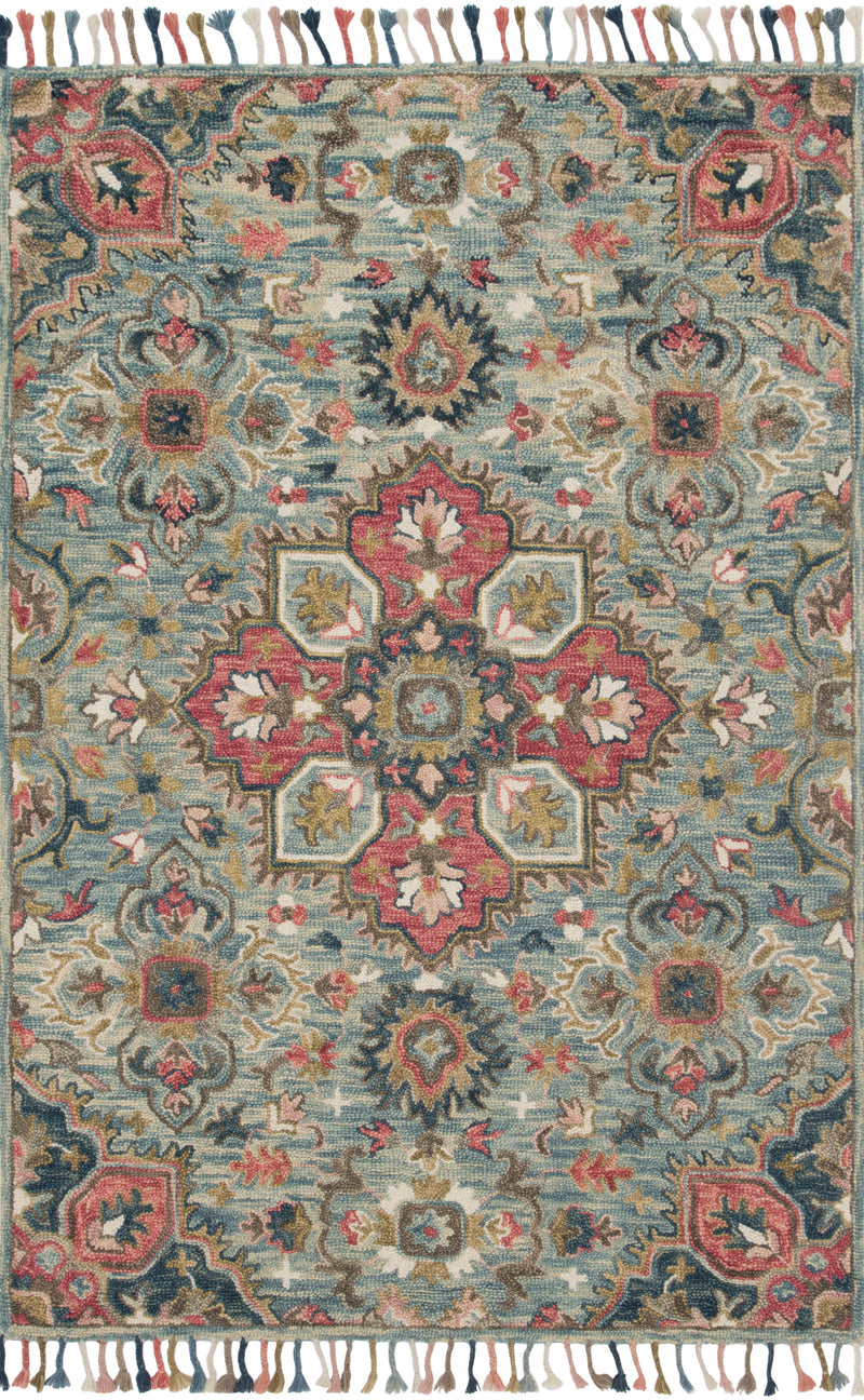 Loloi Zharah Light Blue / Multi 2'-6" x 7'-6" Runner Rug Blue Runner Hand-Hooked Wool
