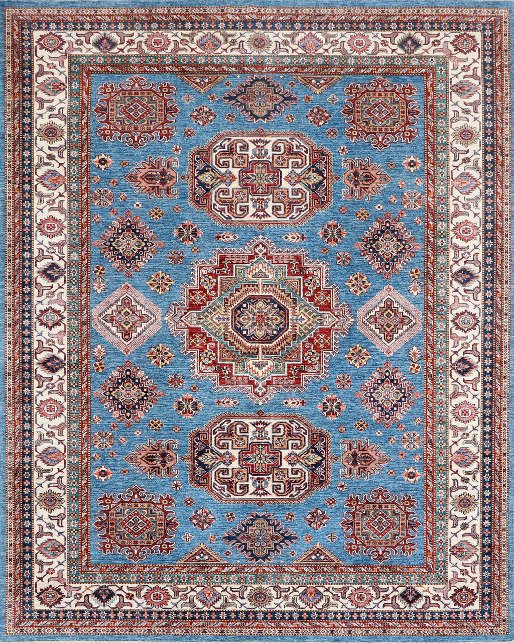 Afghan Kazak Collection Rug in Blue 8'-0" x 9'-11"