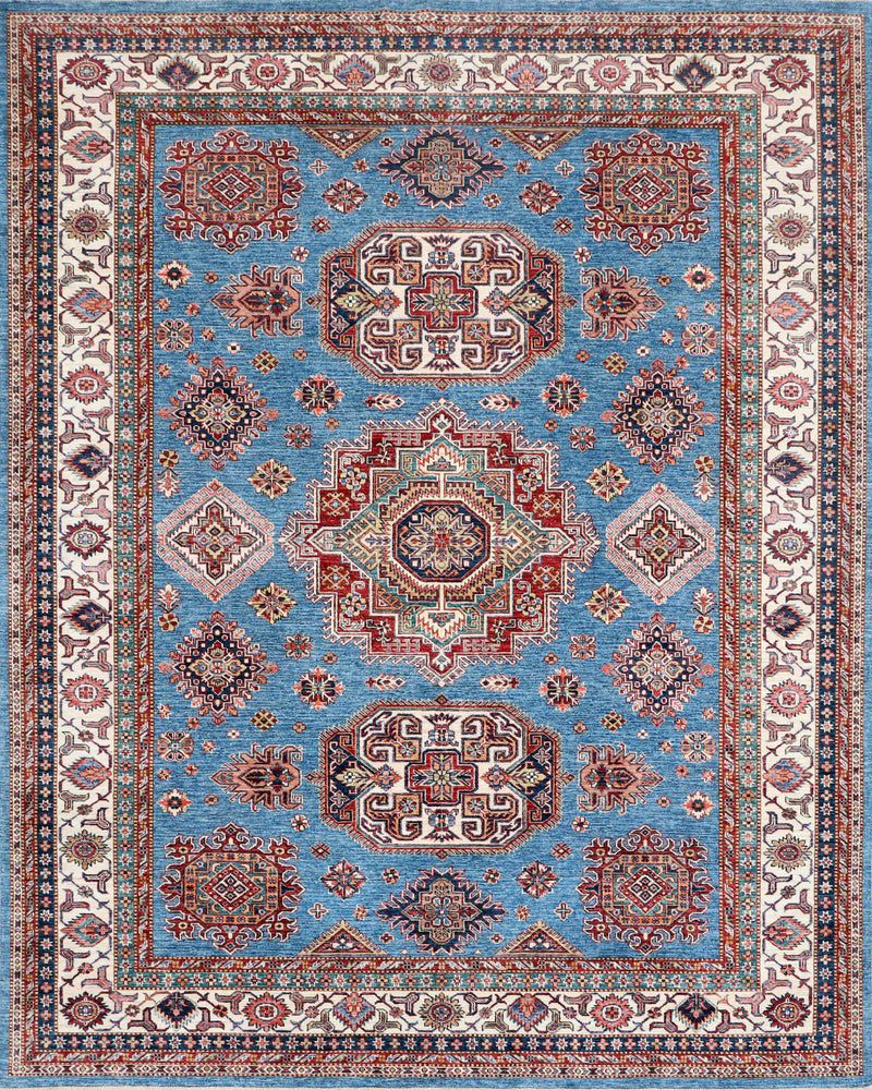 Afghan Kazak Collection Rug in Blue 8'-0" x 9'-11"