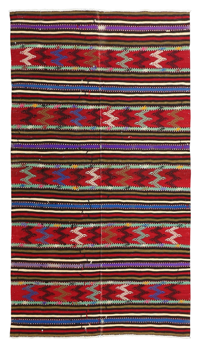 Vintage Kilim Wool Rug 4'8''x8'5''