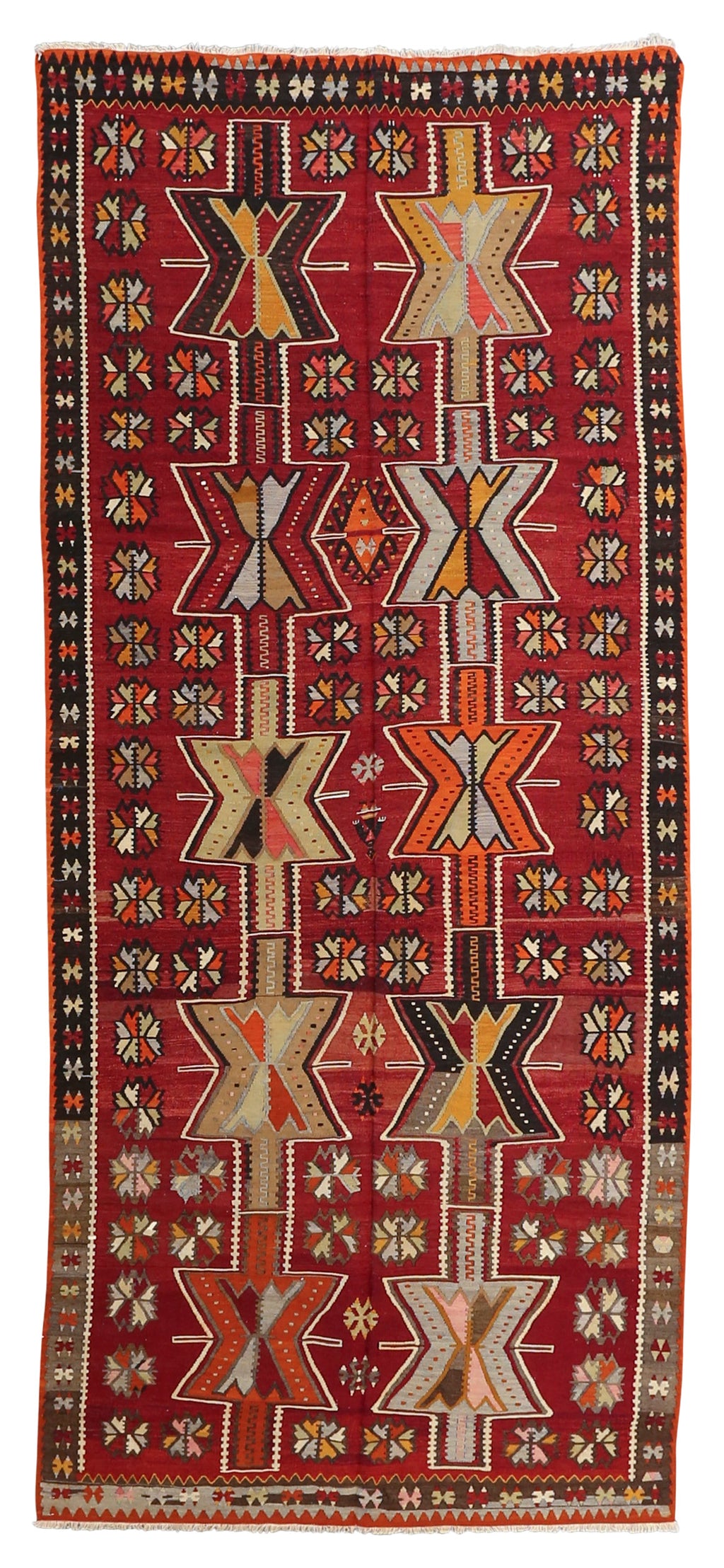 Vintage Kilim Wool Rug 4'6''x10'3''