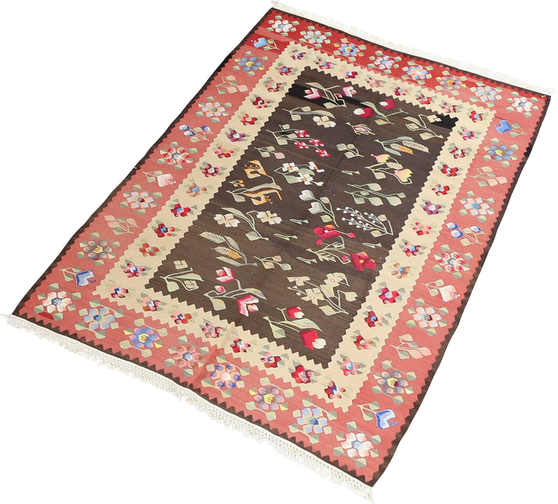 Floral Kilim Wool Rug 4'7''x6'5''