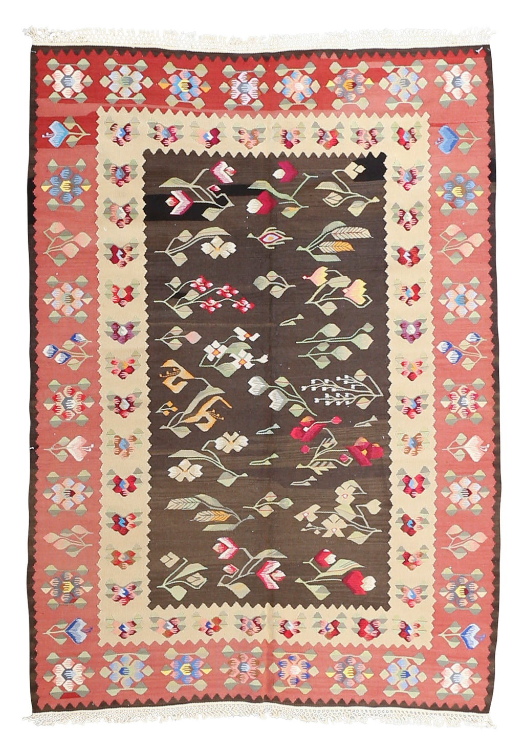 Floral Kilim Wool Rug 4'7''x6'5''