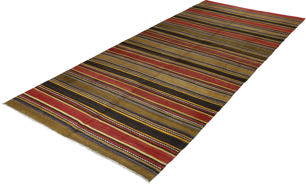 Vintage Kilim Wool Rug 5'7''x12'2''