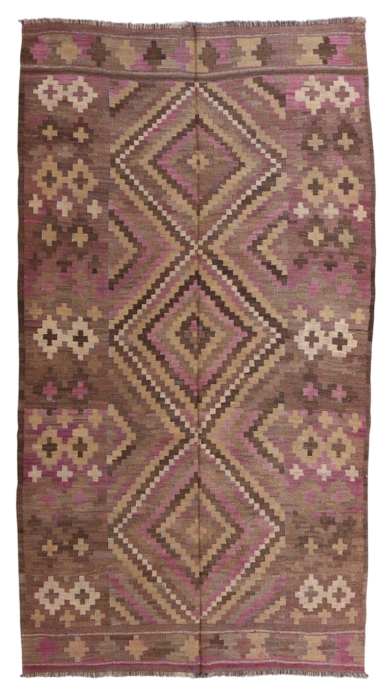 Vintage Kilim Wool Rug 4'10''x9'1''