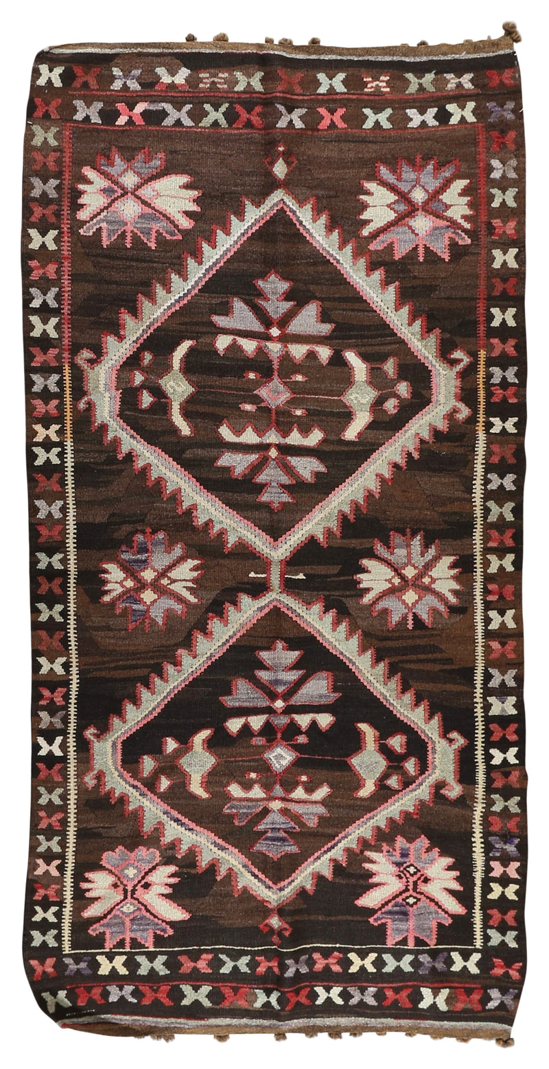 Antique Kilim Wool Rug 5'3''x10'7''