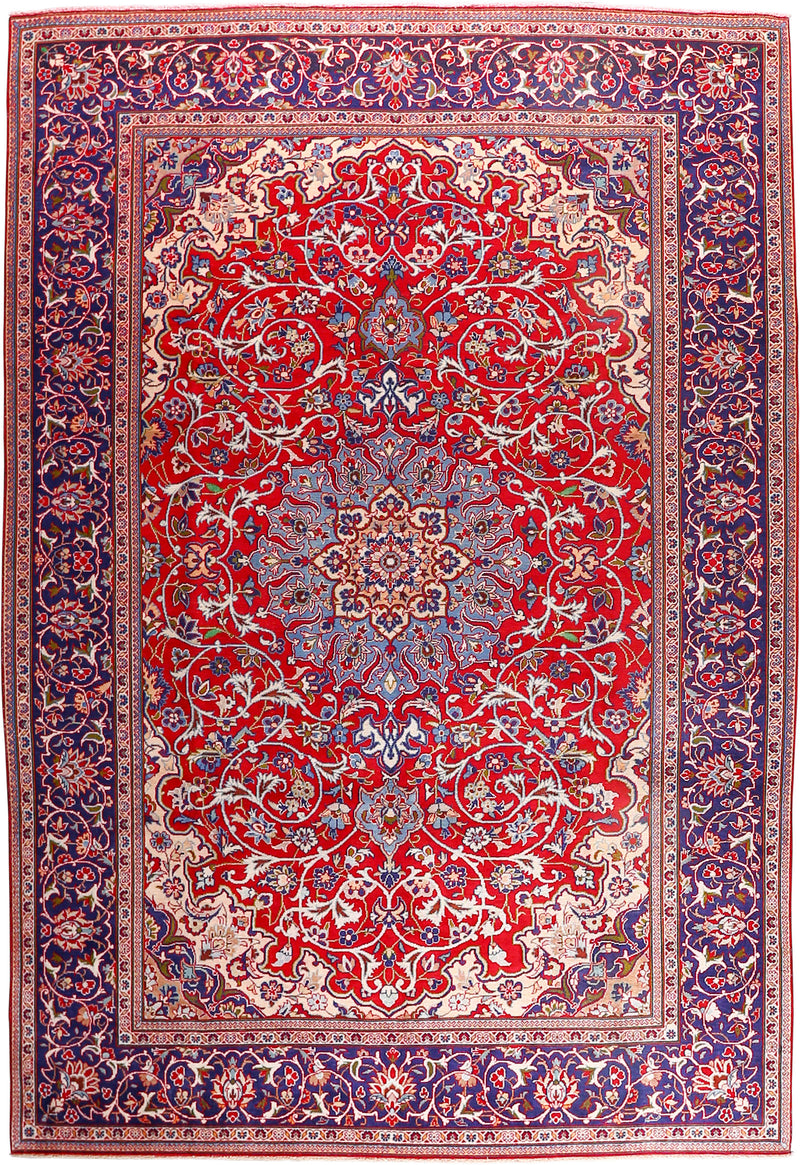 Persian Kashan Hand-Knotted Wool Rug 7'7''x11'1''