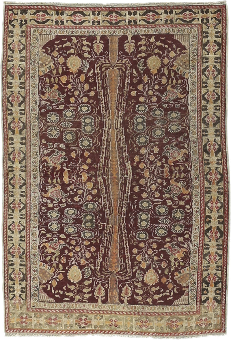 Antique Anatolian Wool Rug 3'8''x5'5''