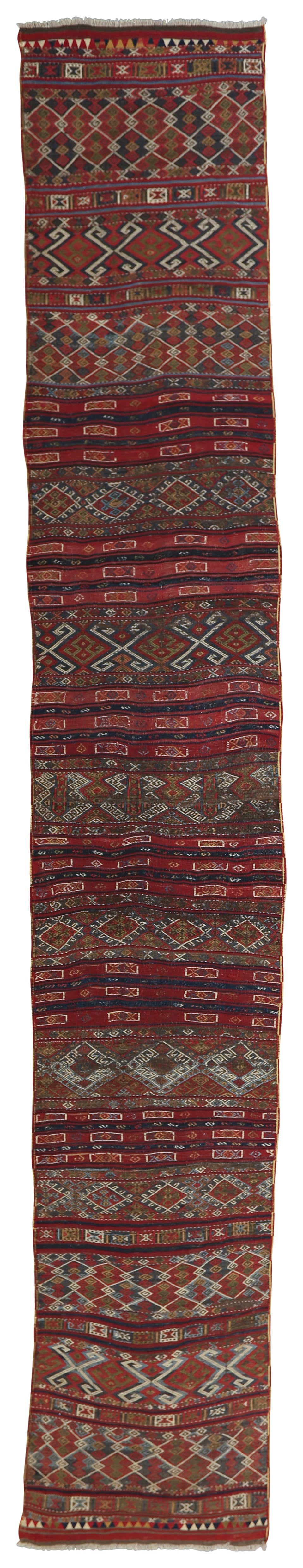 Vintage Kilim Wool Rug 3'4''x21'0''