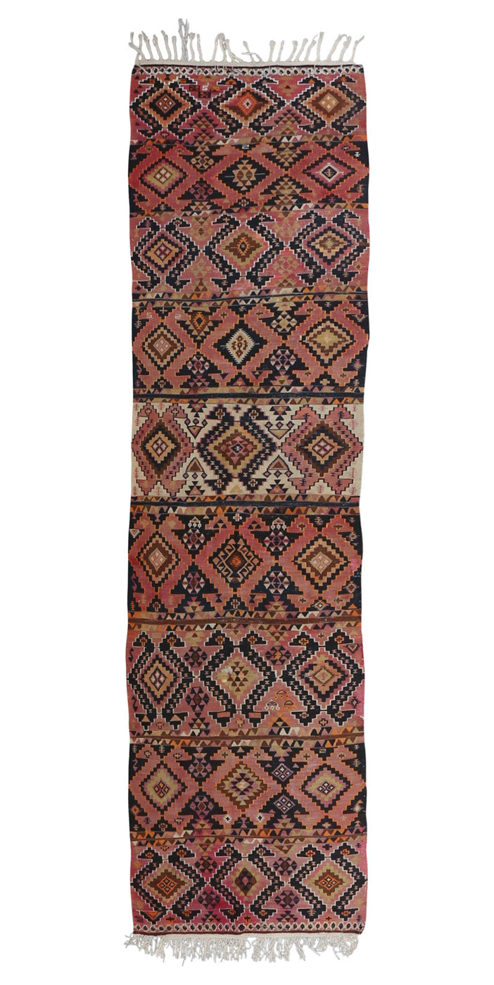 Vintage Kilim Wool Rug 2'11''x10'6''