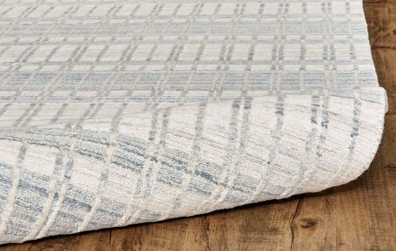 ODELL Collection Wool & Viscose Rug in Light Blue