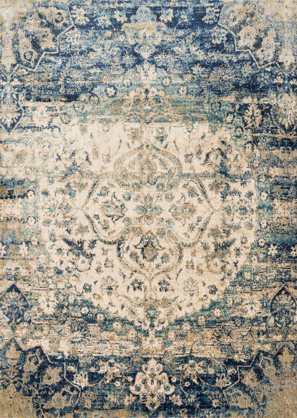 ANASTASIA Collection Rug  in  BLUE / IVORY Blue Runner Power-Loomed Polypropylene/Polyester
