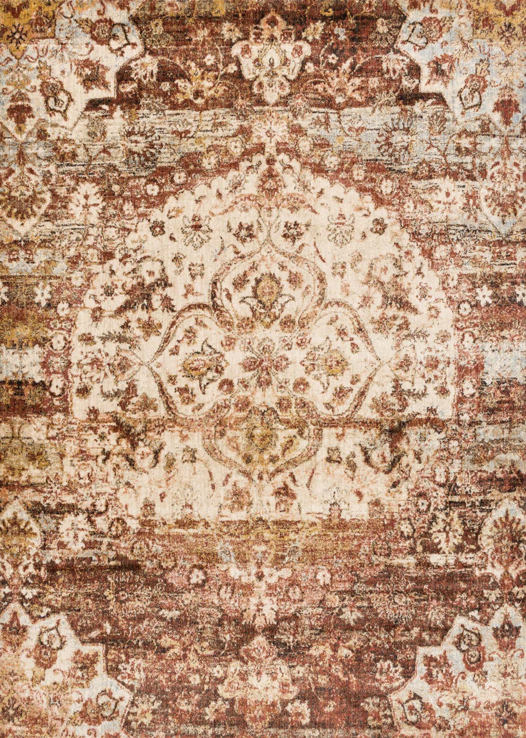 ANASTASIA Collection Rug  in  RUST / IVORY Rust Runner Power-Loomed Polypropylene/Polyester