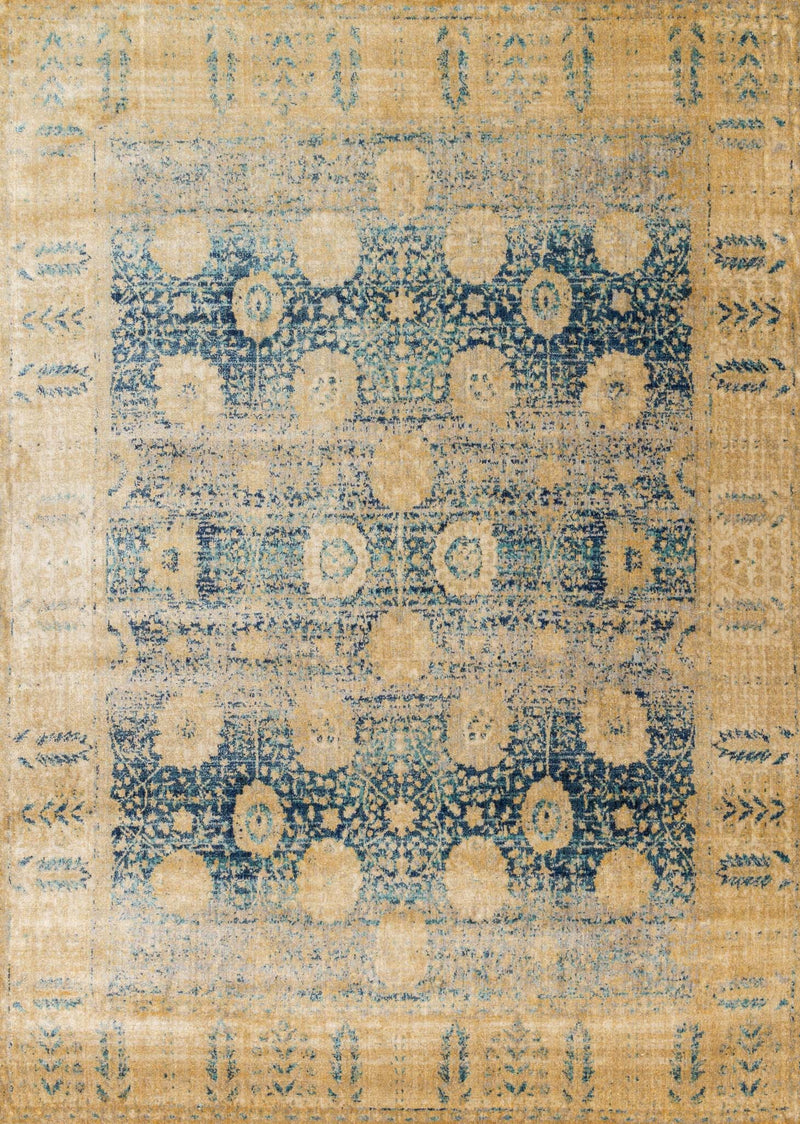 ANASTASIA Collection Rug  in  BLUE / GOLD Blue Runner Power-Loomed Polypropylene/Polyester