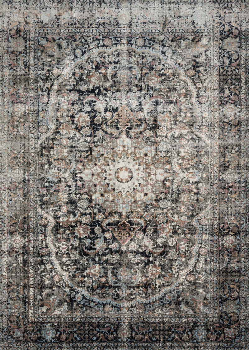 ANASTASIA Collection Rug  in  CHARCOAL / SUNSET Gray Runner Power-Loomed Polypropylene/Polyester
