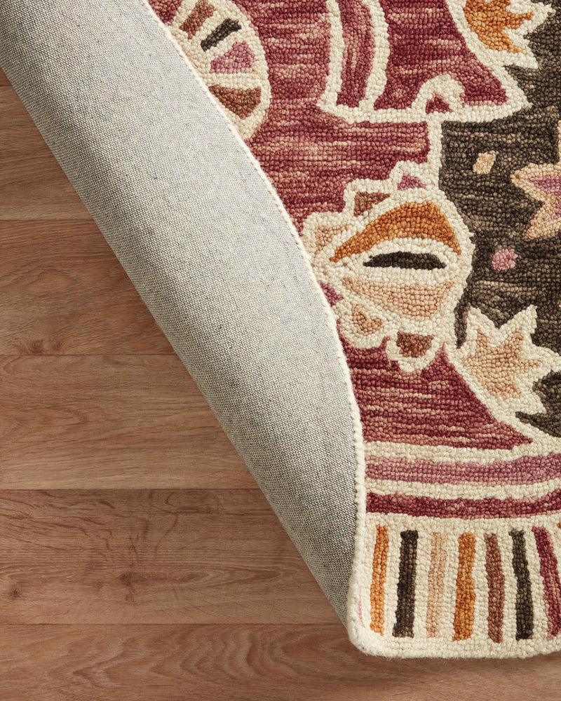 AYO Collection Wool Rug  in  ROSE / MULTI Red Round Hand-Hooked Wool
