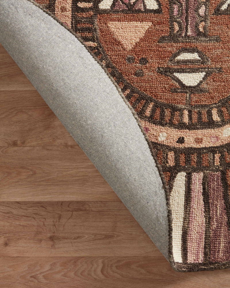 AYO Collection Wool Rug  in  BERRY / SPICE Red Round Hand-Hooked Wool